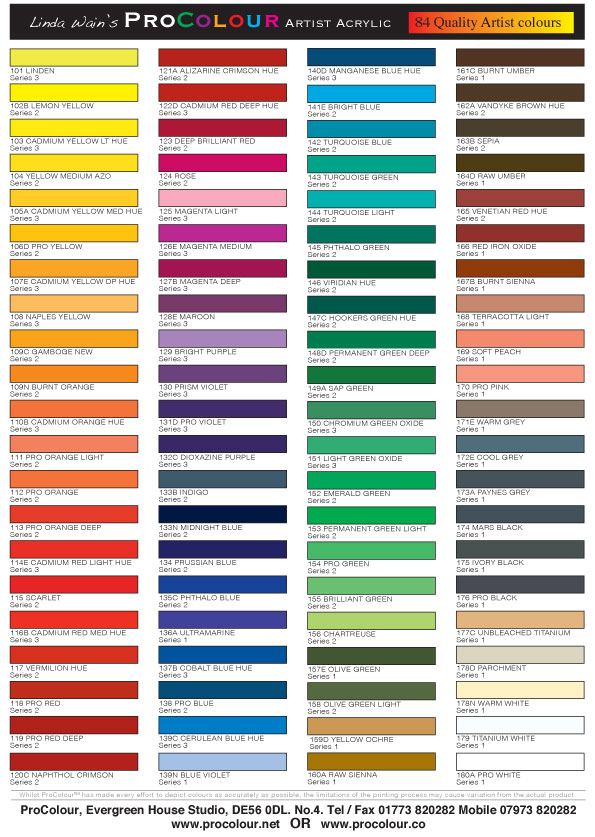 Artistic Colour Gloss Colour Chart